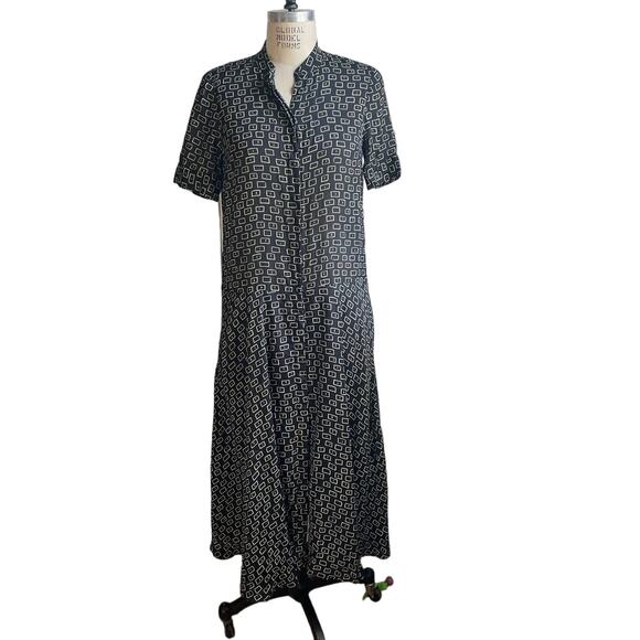 Lafayette 148 New York Black 90s Maxi Button Front Dress Size Small - Picture 1 of 7